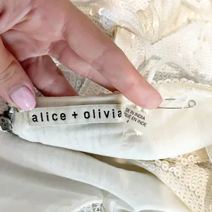 Alice + Olivia Valli Cutout Sequined Mesh Mini Dress White 4 thumbnail 3