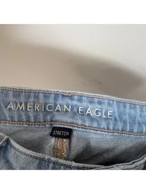 American Eagle Perfect Shortie Denim Shorts Womens 4 Light Wash Distressed AE thumbnail 3