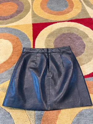 Artizia Wilfred Patio Mini Skirt Vegan Leather Black High Rise Side Slit Size 6 thumbnail 3
