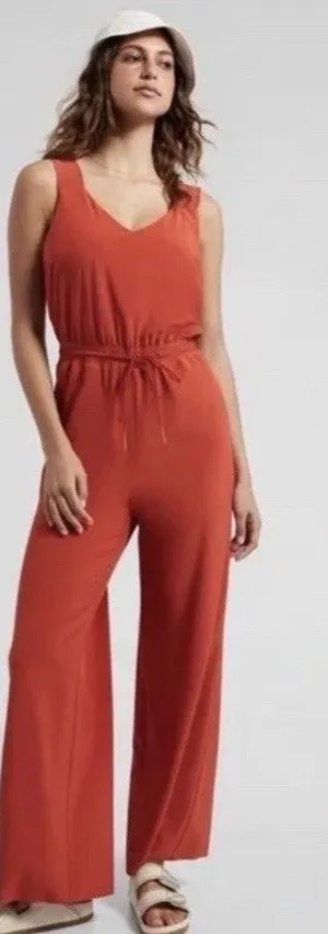 Athleta Savannah Jumpsuit Romper 4 Wide Leg Casual Current Red thumbnail 1