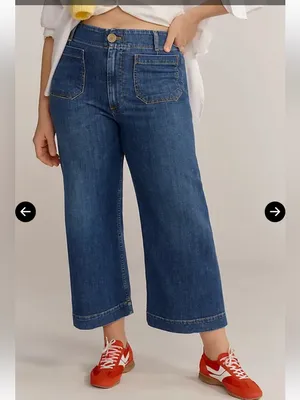 Maeve Colette High-Rise Wide-Leg Cropped Jeans - Mini Fern Wash 31 thumbnail 2