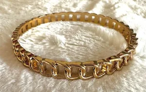 Gold tone link bangle bracelet thumbnail 1