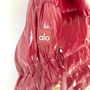 Alo Yoga Stunner Puffer Jacket Cranberry Red Winter Insulated Glossy Oversized thumbnail 13