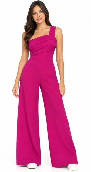 Lulus Pink Fuchsia Wide Leg Jumpsuit Womens Size Medium thumbnail 1