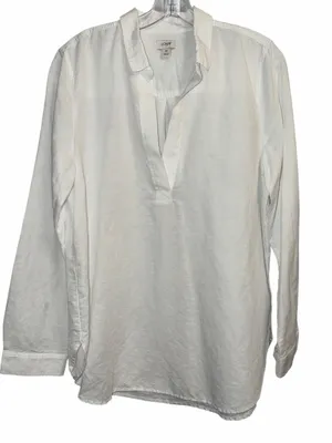 J. Crew Factory White Long-Sleeve Popover Blouse thumbnail 2