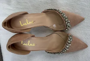 Kastra Light Nude Suede Rhinestone Pointed-Toe Pumps size 8 thumbnail 9