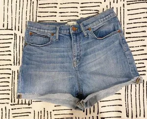Madewell High Waisted Jean Shorts Cuffed 30 thumbnail 1