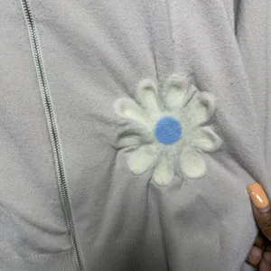 Aaeda Anthropologie Women Hoodie Sweater Flower Applique‎ Zip Up Hooded thumbnail 5