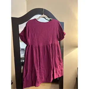 NEW V Neck Babydoll Dress or cover up Tiered Flowy Tunic Mini M thumbnail 2
