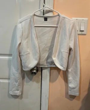 SHEIN White Cropped Bolero Knit Jacket thumbnail 1
