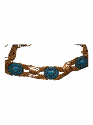 Boho Turquoise Beaded Macrame Waist Belt thumbnail 3