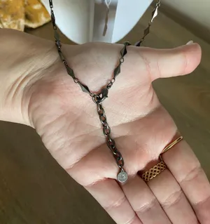 Anthropologie silver & gold mixed metal & exposed geode necklace thumbnail 5