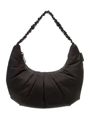 Dagne Dover Rider Puffy Nylon Crescent Pleated Shoulder Bag Black thumbnail 1