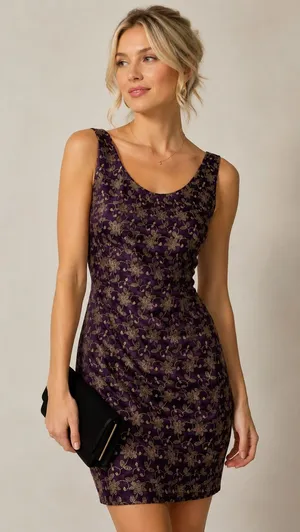 Vintage Jessica McClintock Gunne Sax Velvet Mini Dress 13/14 NWT Purple Gold thumbnail 1