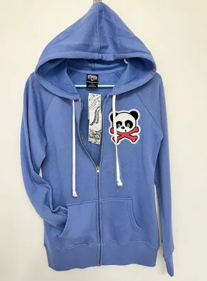 NEW Superfresh Panda & Crossbones Womens Full Zip Hoodie Hoodie Sweatshirt Small thumbnail 1