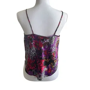 VTG California‎ Dynasty Womens Boho Whimsigoth Cami Tank M Purple Floral Paisley thumbnail 2