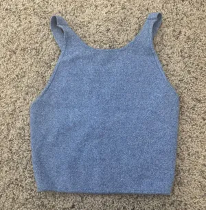 Lululemon American Apparel V Back Cotton Crop Tank, Blue Heather - Size XS thumbnail 2