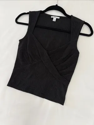 Bar III Black‎ Textured Surplice Tank thumbnail 4