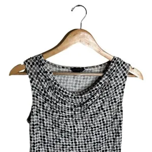 Banana Republic Cowl Neck Top Sleeveless Size XS Grey Oversized Polka Dot Office thumbnail 2