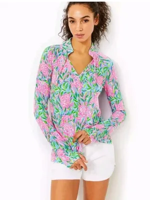 Lilly Pulitzer UPF 50+ Cassi Popover French Blue Turtley in‎ Love size small thumbnail 2