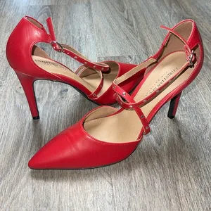 Christian Siriano Red Strappy Heels Size 9 thumbnail 1