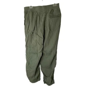 Faherty Arlie Day pull-on tapered leg pants olive green linen cotton large thumbnail 2