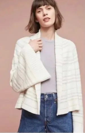 Anthropologie moth bell‎ sleeves open front cotton sweater cardigan medium thumbnail 1
