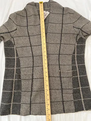 NIC+ZOE Taupe Plaid Sweater Blazer size L thumbnail 10