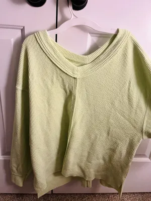 aerie ribbed green sweater  thumbnail 3