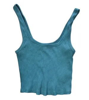 OLD NAVY Classic Ribbed Cropped Tank Top Shirt Green Size Small thumbnail 1