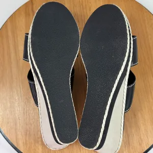 Tommy Bahama Kamala Wedge‎ Heel Leather Slide Sandals Black White 9 thumbnail 9
