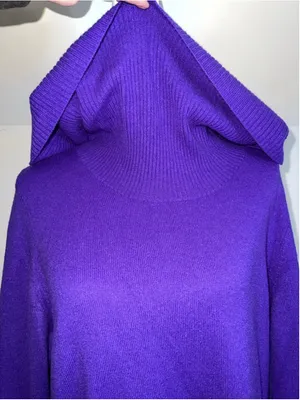 Women's Charter Club Cashmere Purple Cowl Neck Sweater XL thumbnail 4