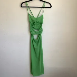 Michael Costello x REVOLVE Mesh Cut Out Knee‎ Length Dress in Kelly Green thumbnail 3