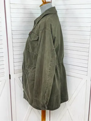 Levi’s Denim Military Utility Anorak Jacket Olive Green Small Full Zip Cotton thumbnail 2