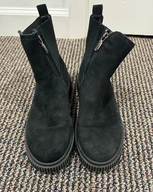 Blondo Black Suede Chelsea Booties with Side Zip Pull thumbnail 1