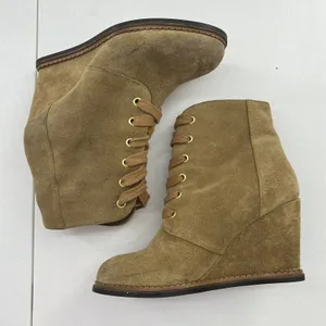 Kate Spade Size 7 Wedge Booties Saundra Tan Suede Lace Up Boots New York Fall thumbnail 4