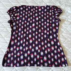 Womens Size Medium Purple Short Sleeve Blouse‎ Peasant Officecore Corporate Goth thumbnail 7
