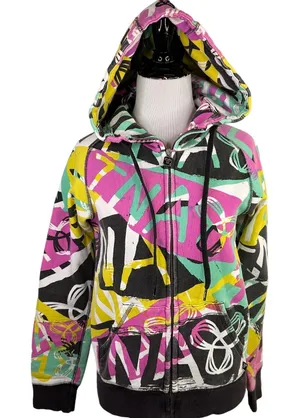 TNA Graphic Graffiti Zip Up Hoodie Sweatshirt Size Small thumbnail 1