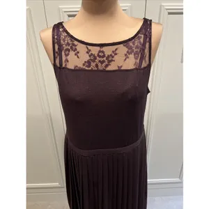 Vtg Tracy Reese Shimmer Maxi Gown Pleated Lace Y2K Whimsigoth Fairy Deep Purple thumbnail 2
