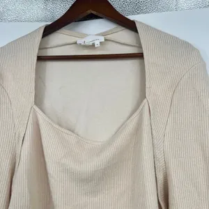 Anthropologie Long Sleeve Square Neck Top Ivory Cream Cozy Ribbed plus size 3X thumbnail 8