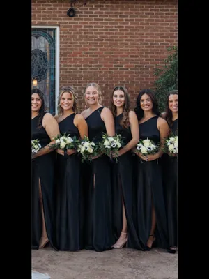 Birdy Grey Black One-Shoulder Satin Bridesmaid Dress thumbnail 2