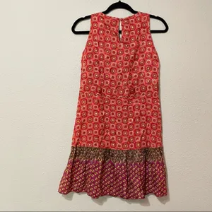 Anna Sui X Anthropologie Red Geometric Print Silk Sleeveless Boho Dress Womens 0 thumbnail 8