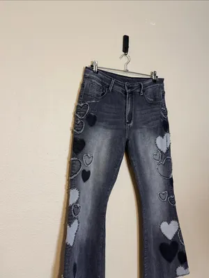 OLI & HALI Grommet HEART DENIM‎ JEANS Size Large thumbnail 5