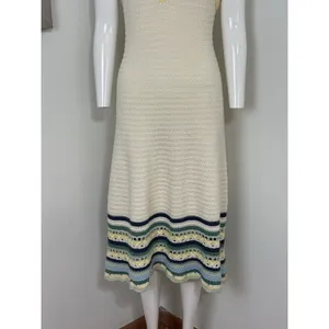 Universal Threads Women’s Crochet Knit Midi Dress Cream Summer Boho Beach Resortwear NWT Size M thumbnail 3