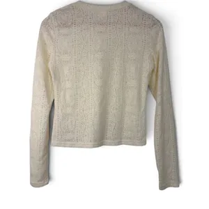 Commense Cream Lace Knit Long Sleeve Crew Neck Fuzzy Top NWOT thumbnail 2