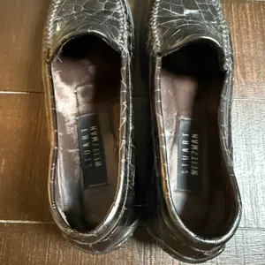 Stuart Weitzman Loafers Womens 6 Black‎ Croc Embossed Vintage Leather Slip On thumbnail 4