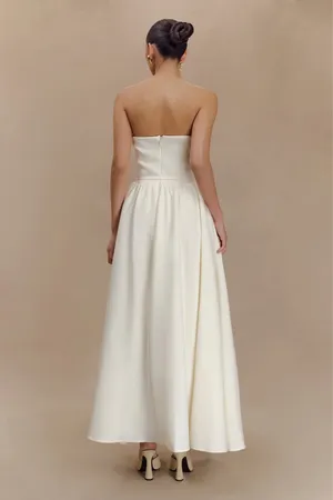 Meshki Penny Strapless Contrast Midi Dress - Ivory & Burgundy thumbnail 2