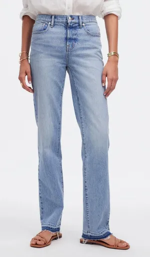 Madewell Mid-Rise 90s Straight Leg Jeans Blue Denim Released Hem‎ Boho Size 27 thumbnail 1