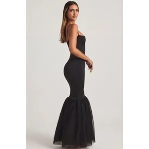Oh Polly Adelpha Tulle Hem Fishtail Gown Maxi Dress in Black size 6 New thumbnail 9
