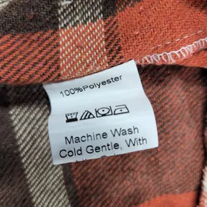 Womens‎ Shirt Size M Orange Plaid Flannel Button Down Long Sleeve Shaket Casual thumbnail 12